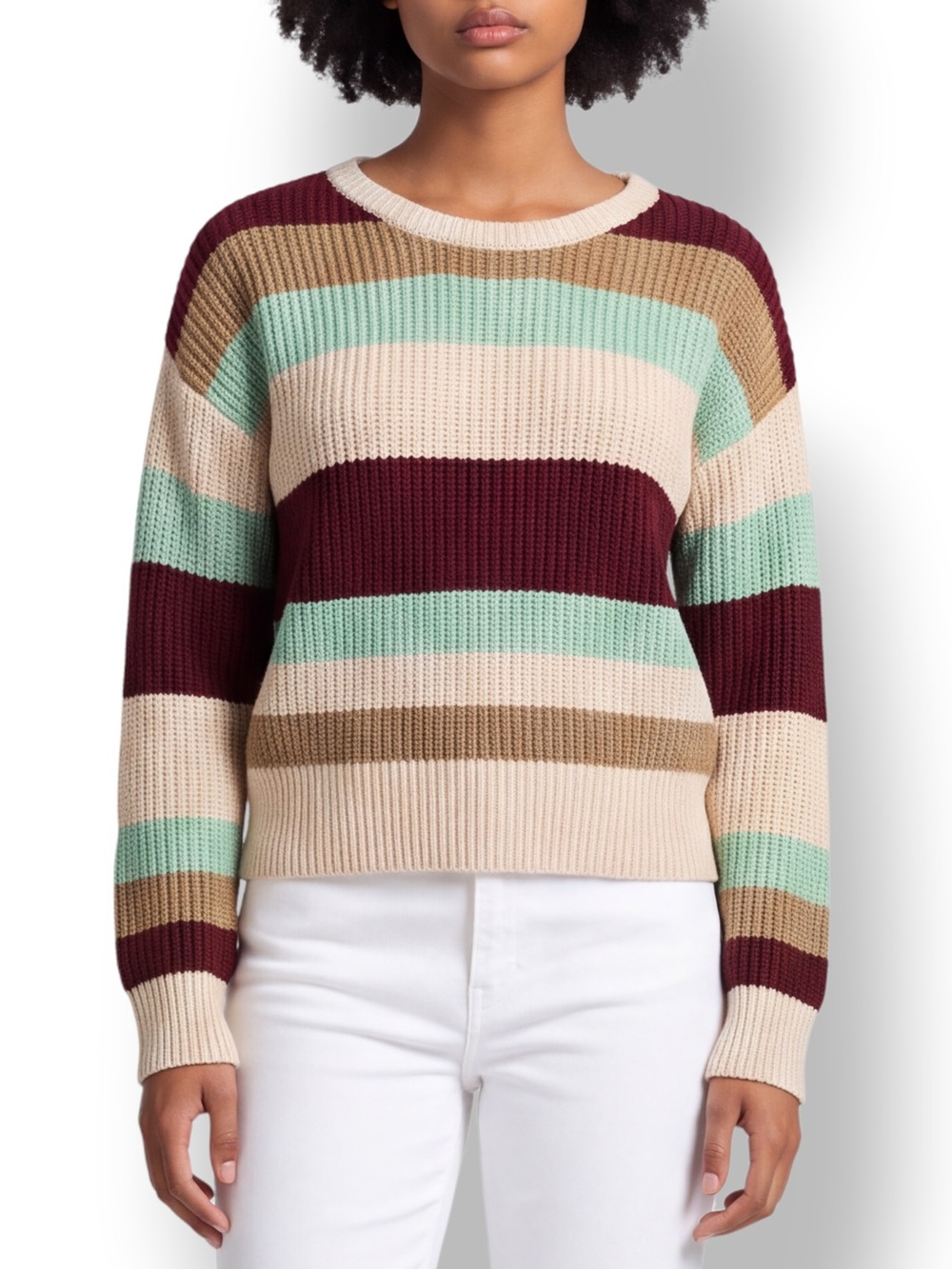 4/$20 Active Multicolor Striped Knit Scoop Neck Sweater Large NWT